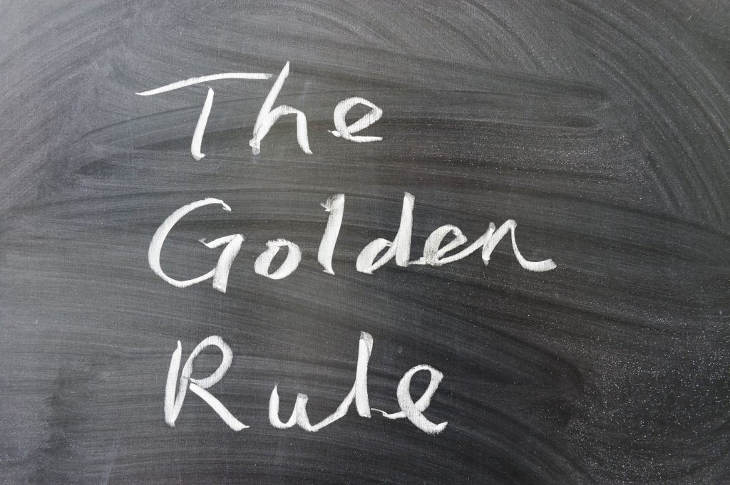 14167411 - the golden rule words written on the chalkboard